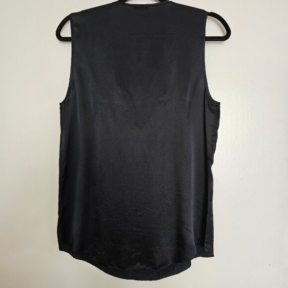 L’Agence 100% Silk V-Neck Tank Sleeveless Blouse Top w/Lambskin Detail S Small - Picture 3 of 8